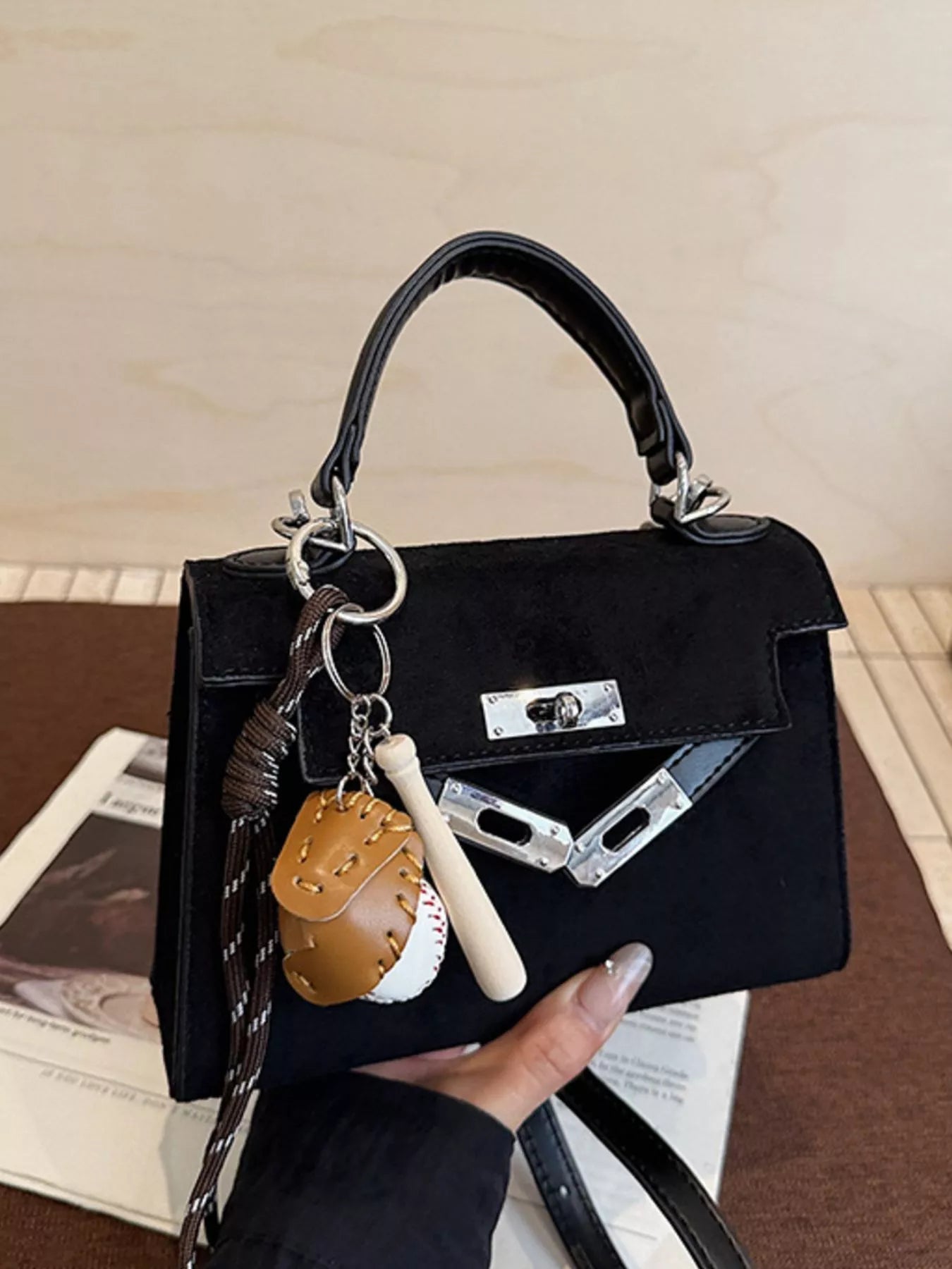 Crossbody Bag with Baseball Charm nicholesgifts