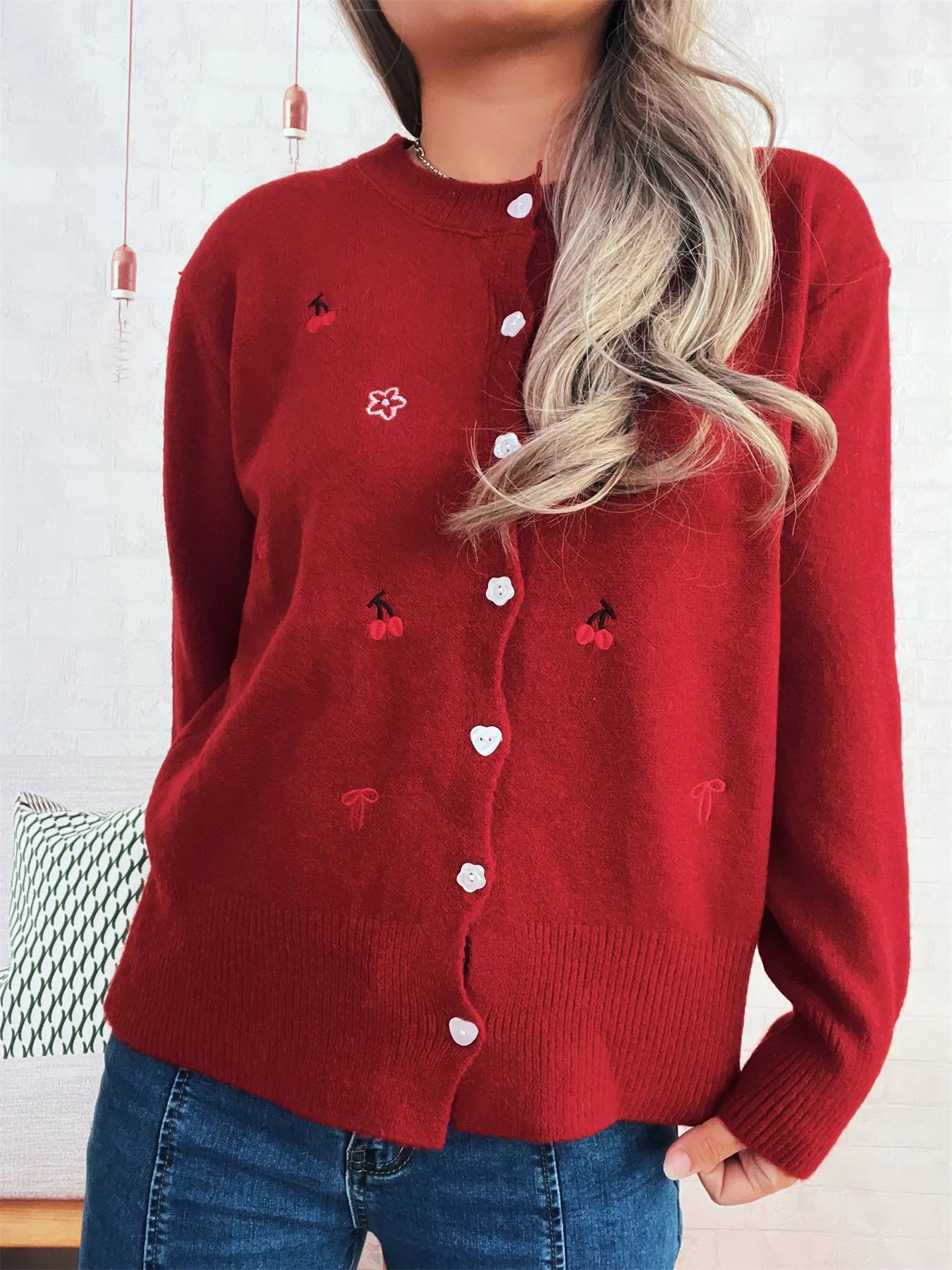 Ribbed Button-Front Knit Cardigan