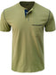 Men's Full Size Casual Henley T-Shirt with Contrast Stitching and Pocket Plus Size nicholesgifts