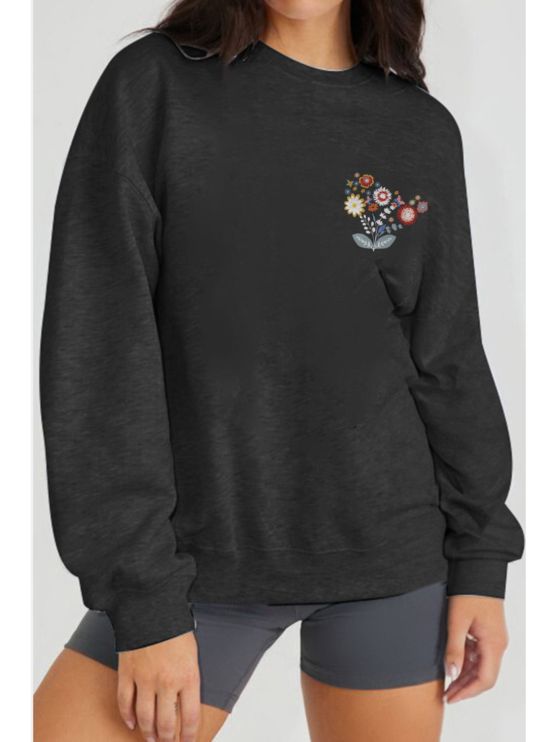 Simply Love Full Size Flower Graphic Sweatshirt nicholesgifts