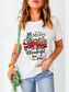 Women Graphic Round Neck Short Sleeve Christmas T-Shirt nicholesgifts