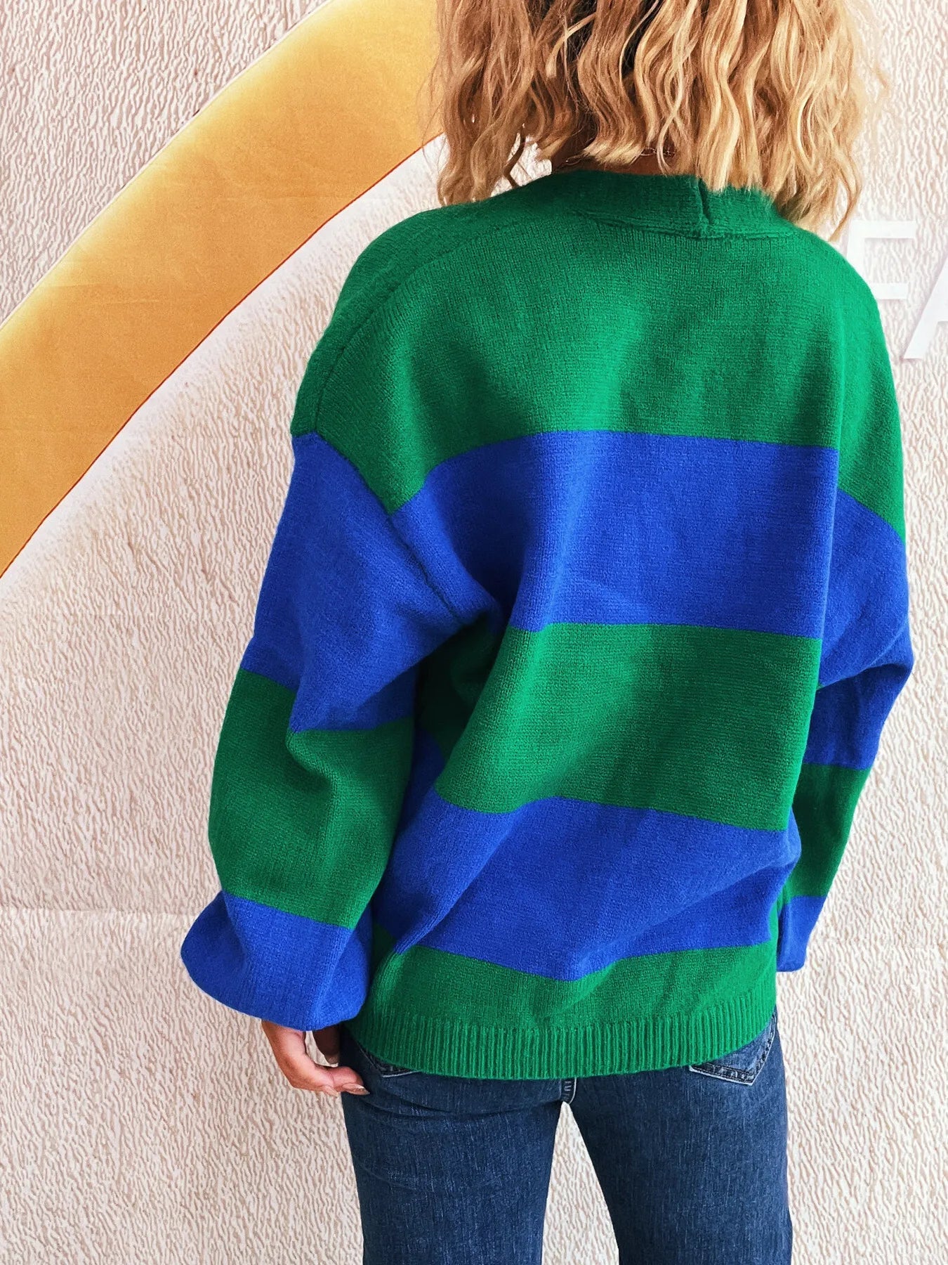 Color Block Open Front Cardigan