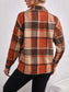 Plaid Collared Neck Button Down Jacket nicholesgifts