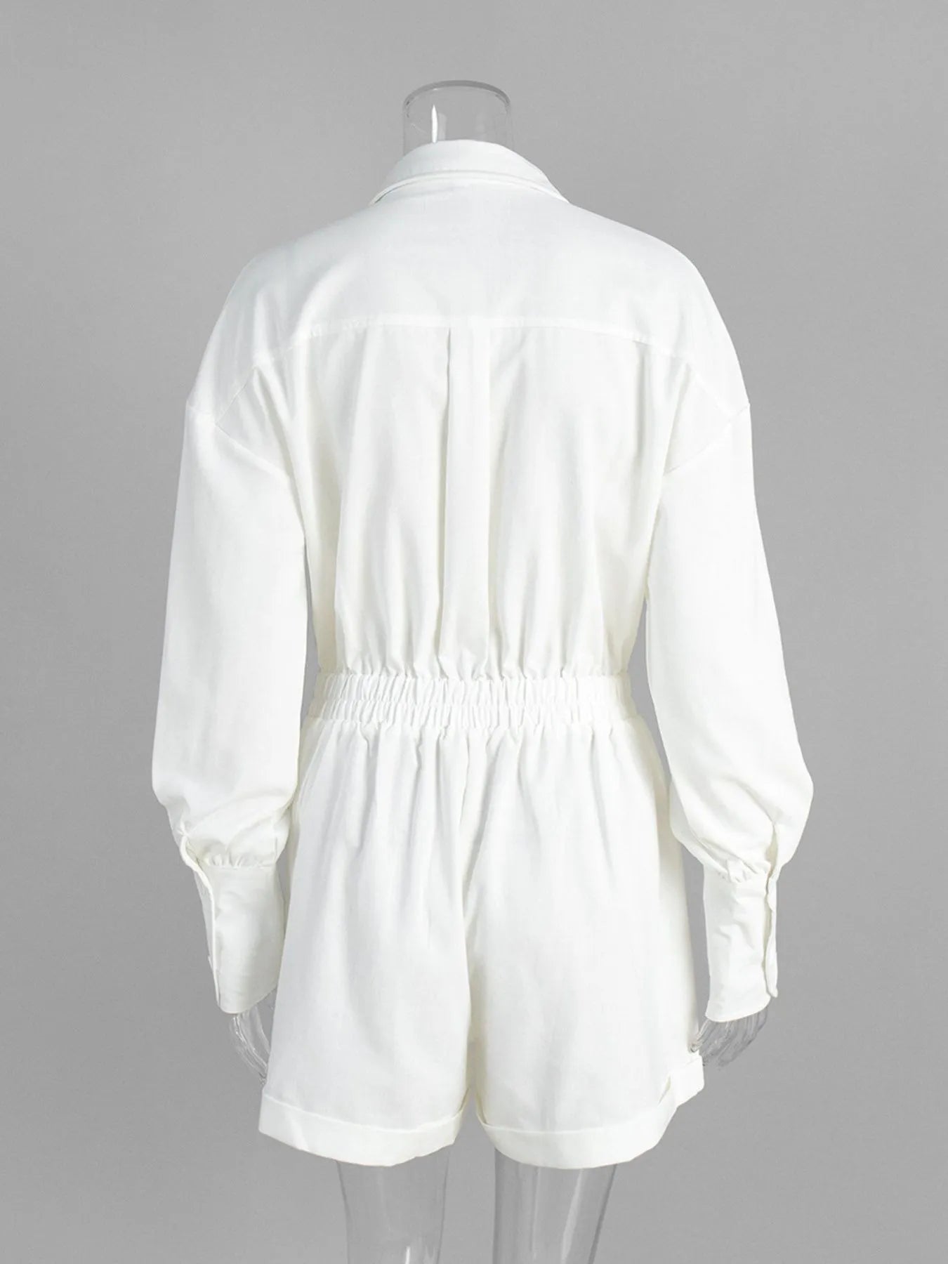 Casual Button Front Long Sleeve Romper nicholesgifts