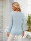 Decorative Button Openwork V-Neck T-Shirt nicholesgifts