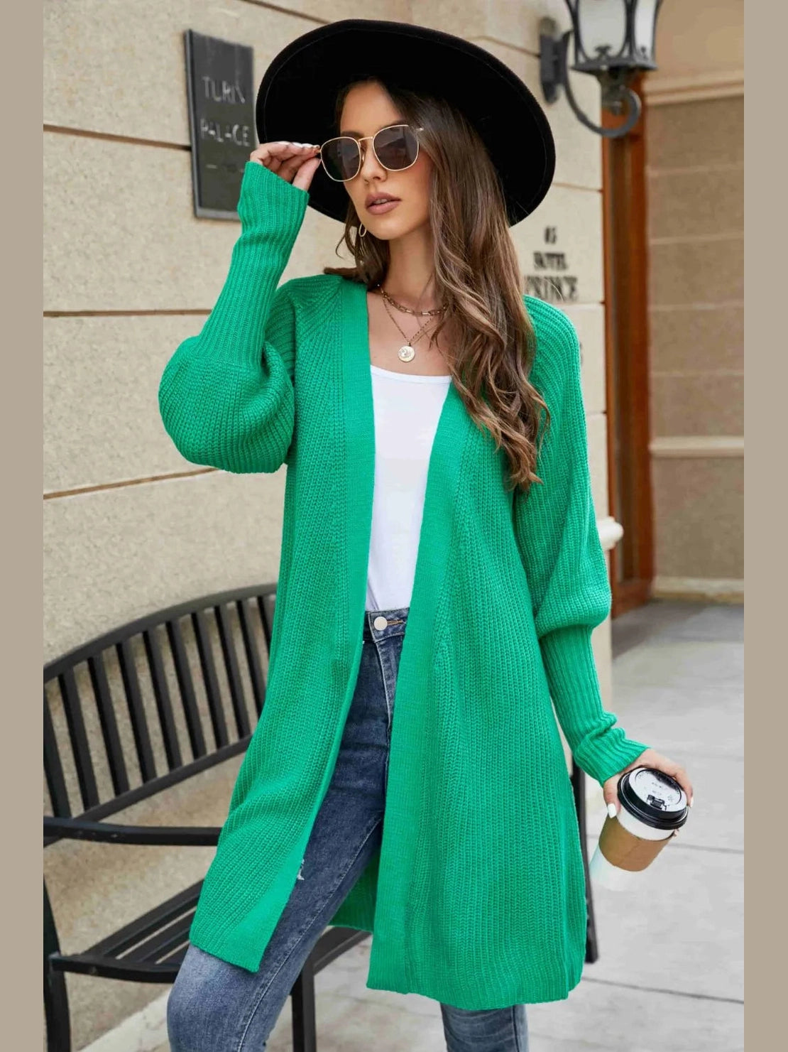 Open Front Lantern Sleeve Cardigan nicholesgifts