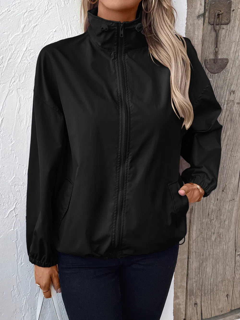 Ivy Lane Pocketed Zip Up Long Sleeve Jacket nicholesgifts