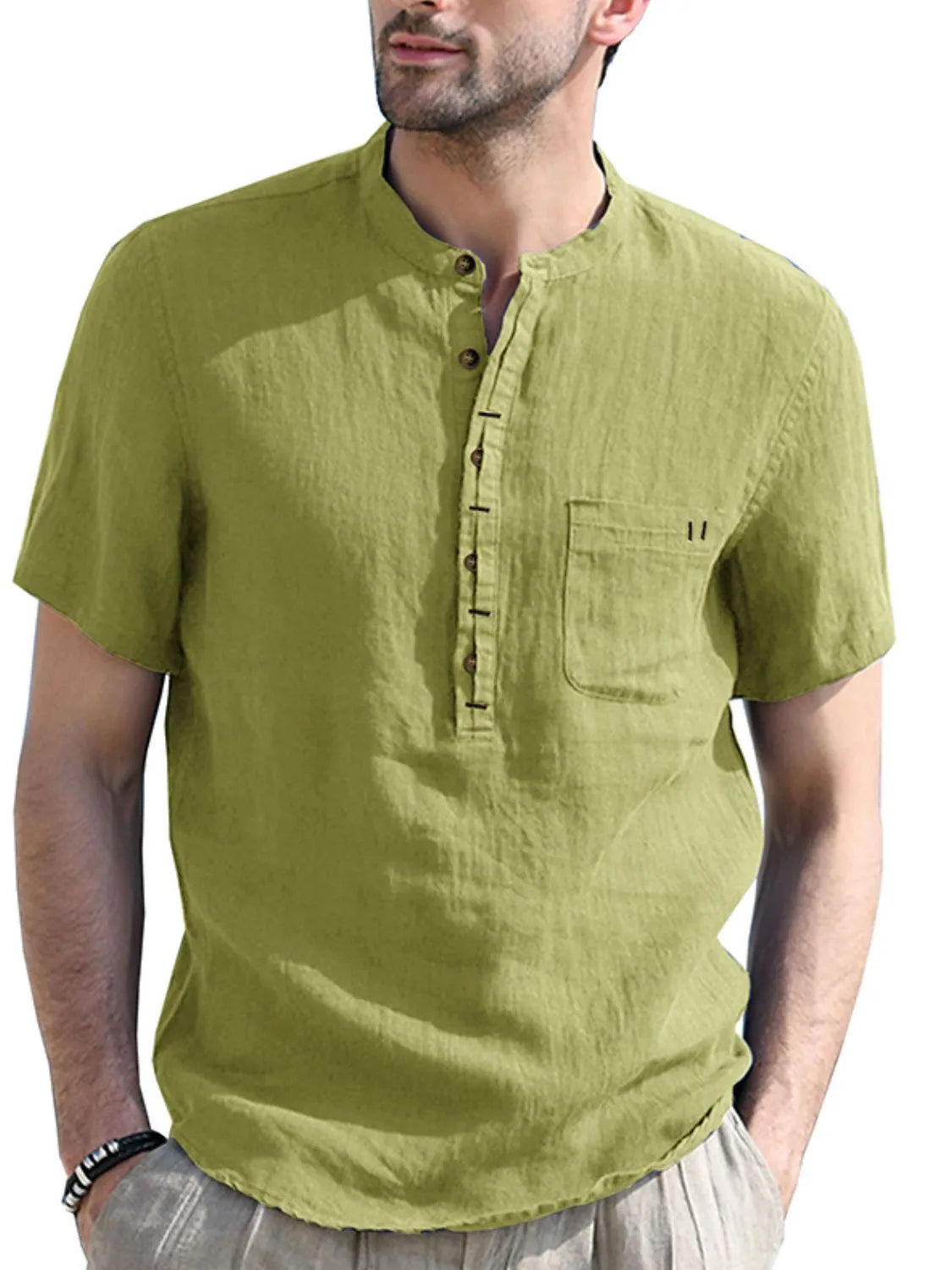 Men's Button Detail Short Sleeve Polo