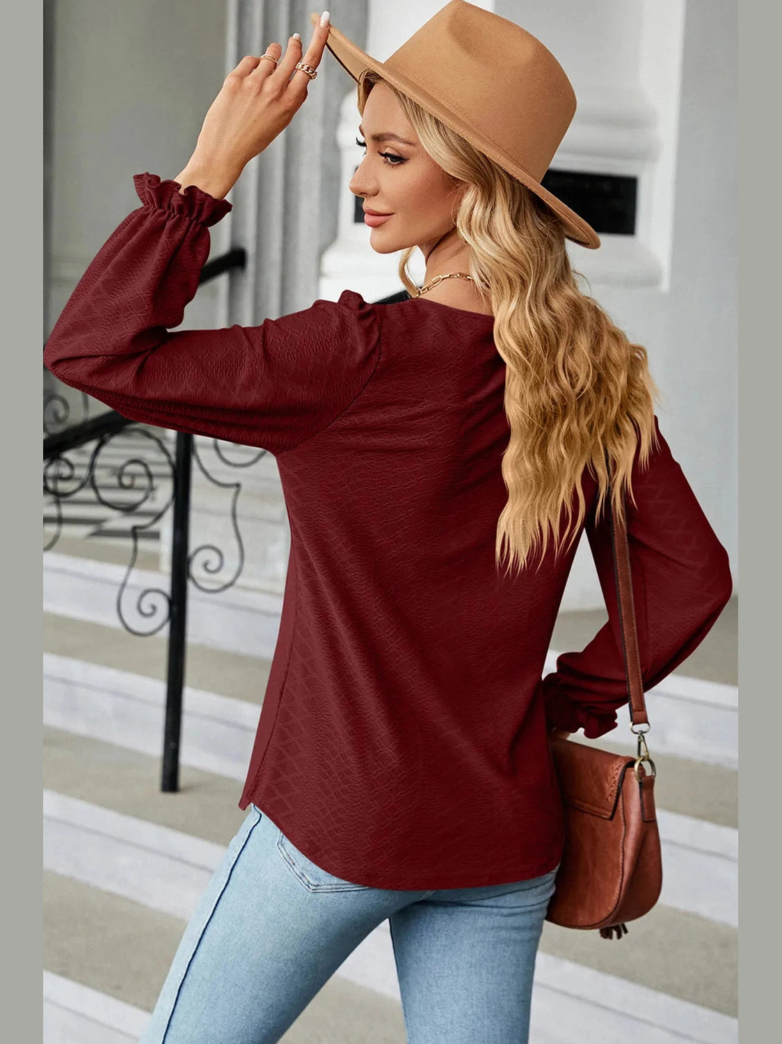 Round Neck Flounce Sleeve T-Shirt NicholesGifts