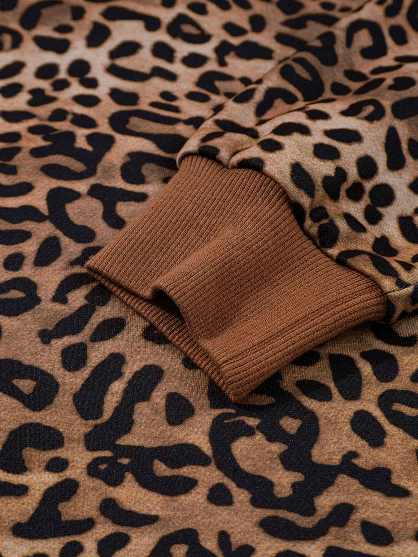 Leopard Print Contrast Trim Long Sleeve Top and Pants Set nicholesgifts