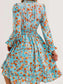 Floral Print Flounce Sleeve Ruffle Hem Dress nicholesgifts