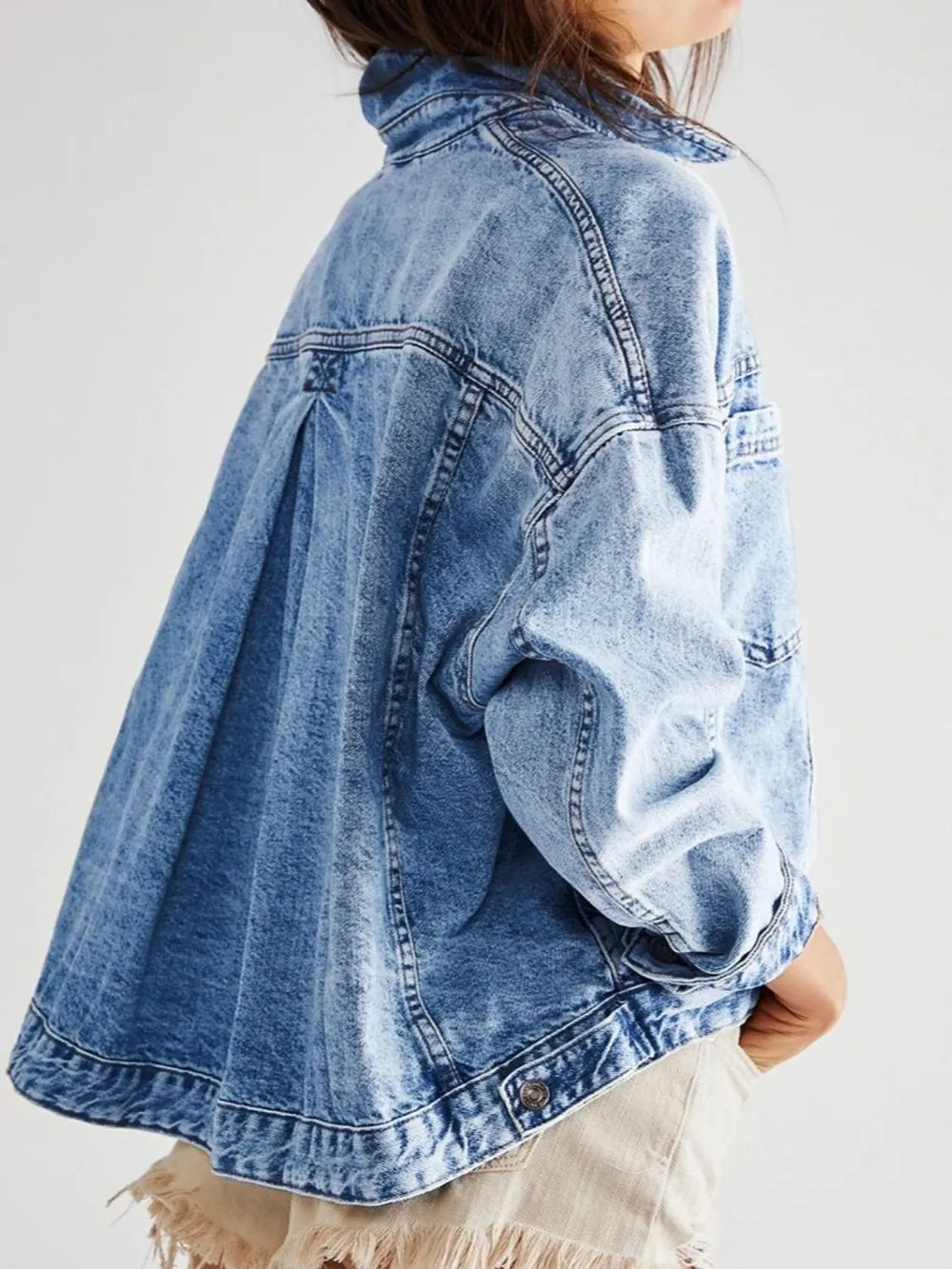 Pocketed Button Up Denim Jacket nicholesgifts