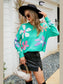 Flower Round Neck Drop Shoulder Sweater nicholesgifts