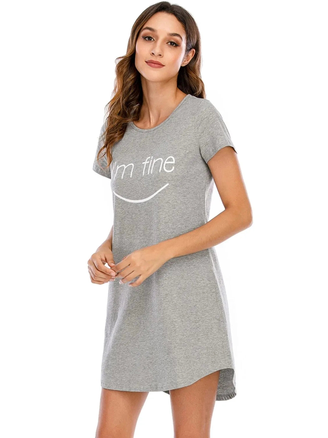 Graphic Round Neck Short Sleeve Lounge Dress nicholesgifts