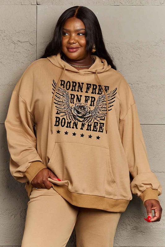 Simply Love Simply Love Full Size BORN FREE Graphic Hoodie Trendsi