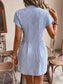 Striped Button Front Short Sleeve Dress nicholesgifts