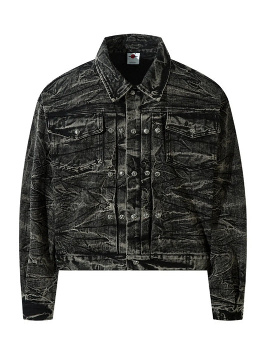 Men's Washed Button Up Denim Jacket Trendsi