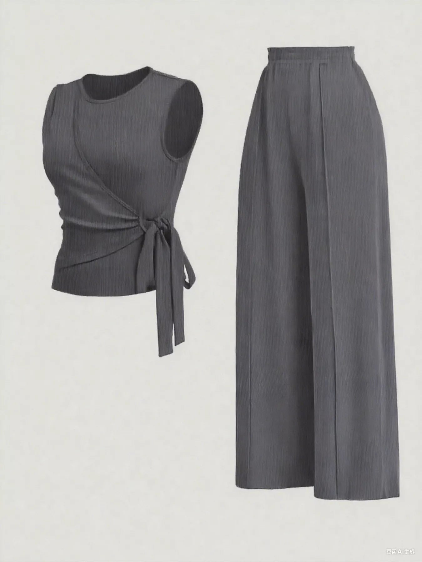 Side Tie Round Neck Tank and Pants Set Trendsi