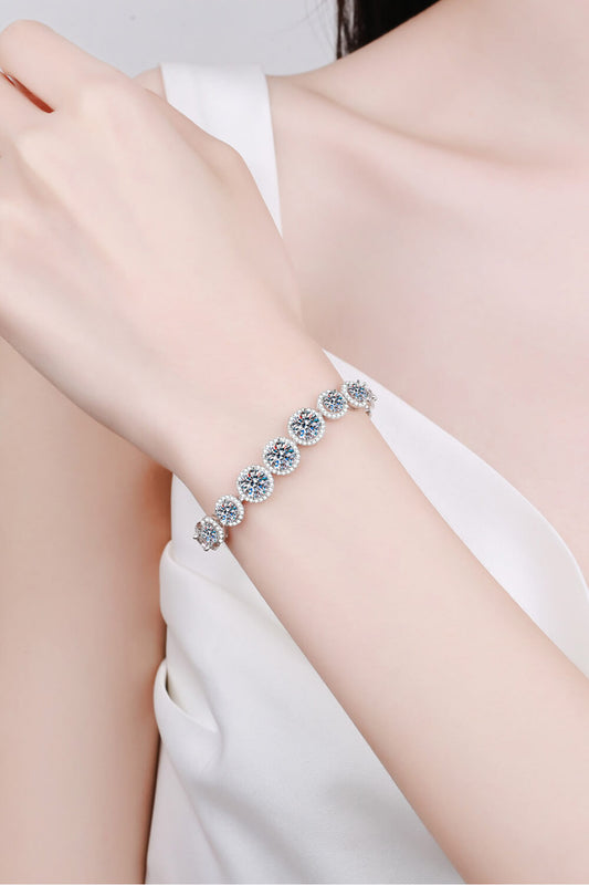 Women 925 Sterling Silver 10.4 Carat Moissanite Bracelet