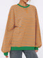 Striped Round Neck Long Sleeve Sweatshirt nicholesgifts