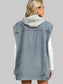 Removable Hood Button Up Cap Sleeve Denim Jacket nicholesgifts