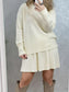 Round Neck Top and Pleated Skirt Sweater Set nicholesgifts
