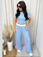 Contrast Trim Round Neck Top and Pants Set nicholesgifts