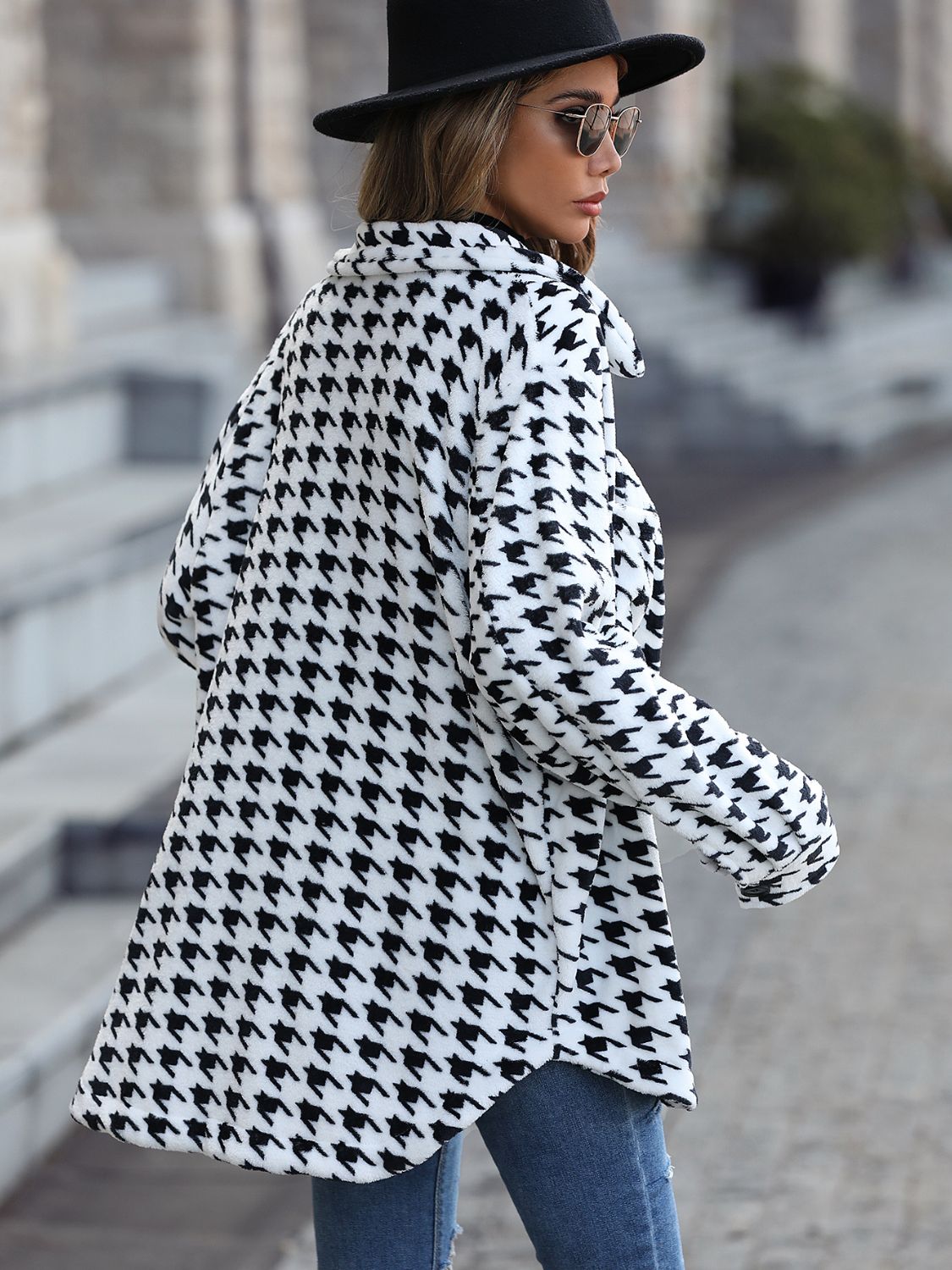 Houndstooth Button Down Jacket nicholesgifts