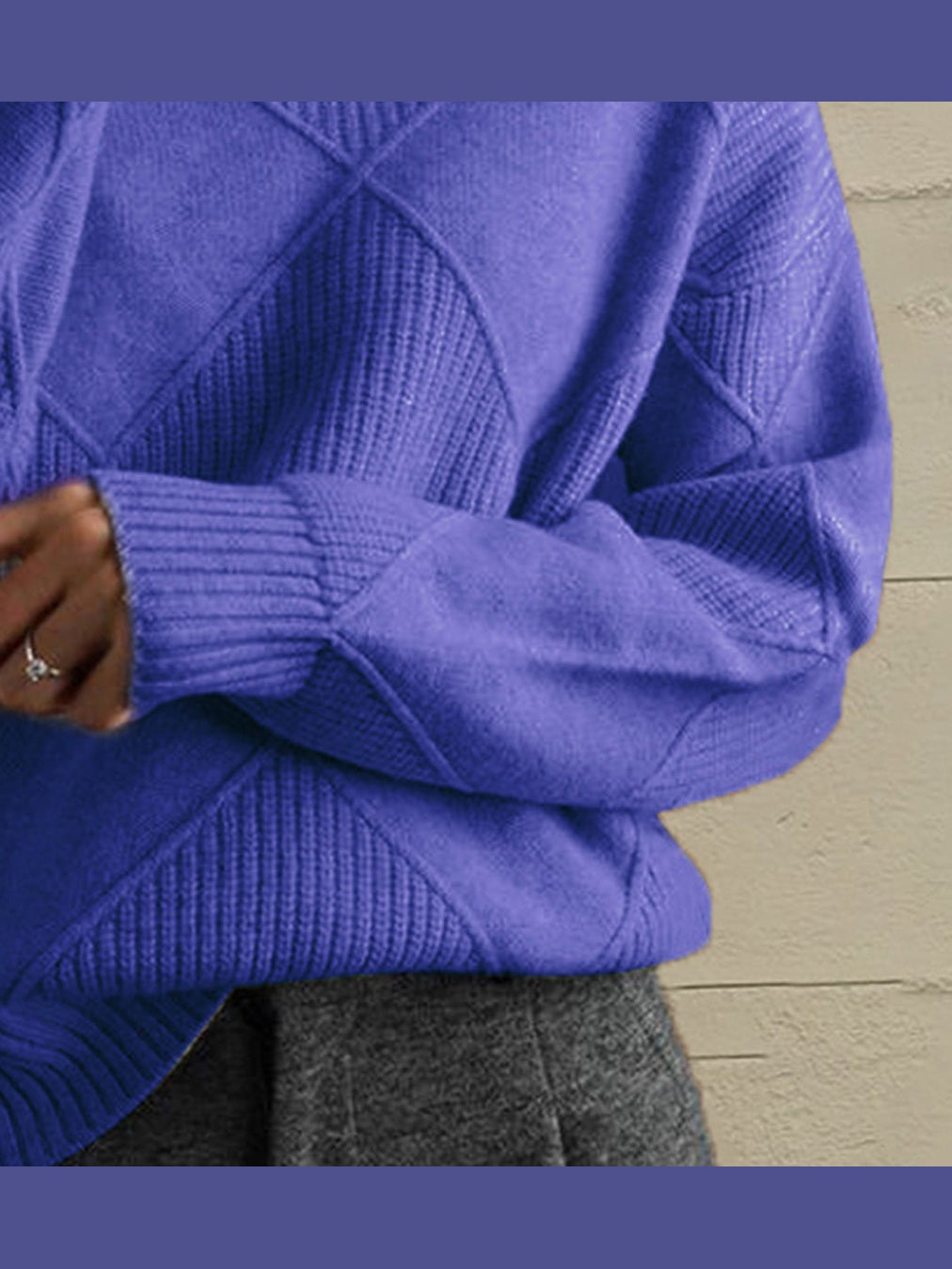 Geometric Turtleneck Long Sleeve Sweater nicholesgifts