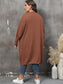 Plus Size Long Sleeve Pocketed Cardigan Trendsi