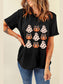 Women Halloween Graphic Round Neck Short Sleeve T-Shirt nicholesgifts