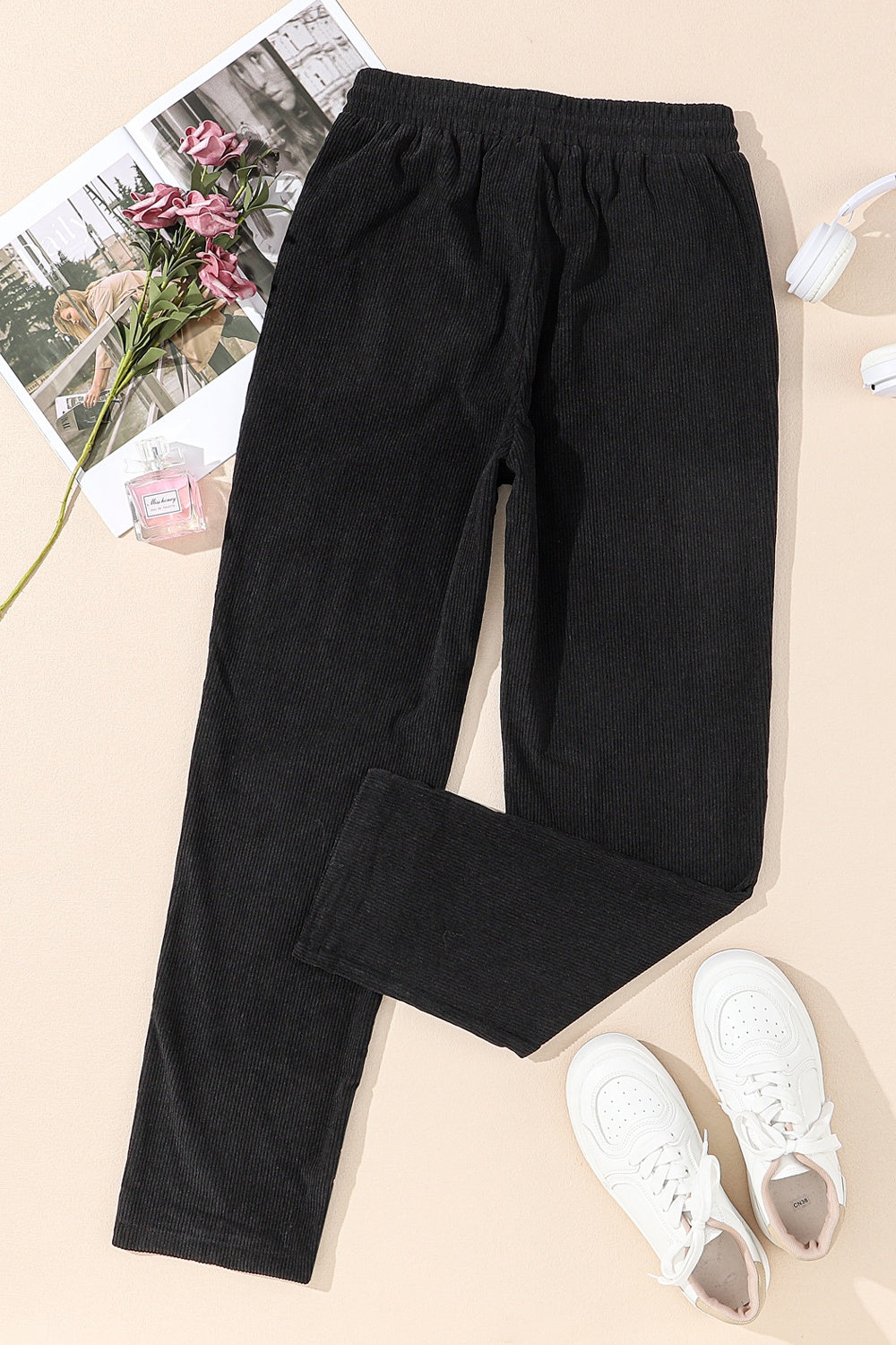 Drawstring Straight Pants with Pockets nicholesgifts