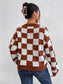 Checkered Round Neck Sweater Trendsi