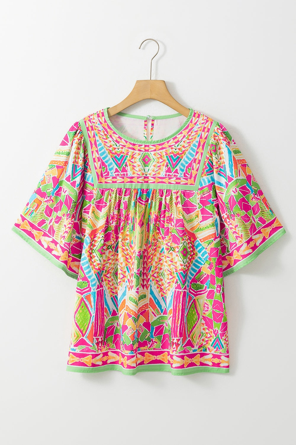 Printed Round Neck Half Sleeve Blouse nicholesgifts