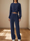 Crisscross Round Neck Top and Drawstring Pants Set nicholesgifts