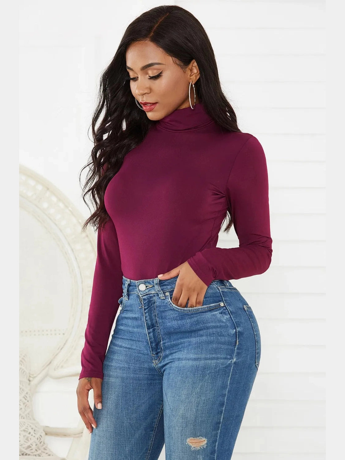 Turtleneck Long Sleeve Bodysuit nicholesgifts