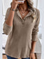 Women Quarter Button Round Neck Dropped Shoulder Knit Top nicholesgifts
