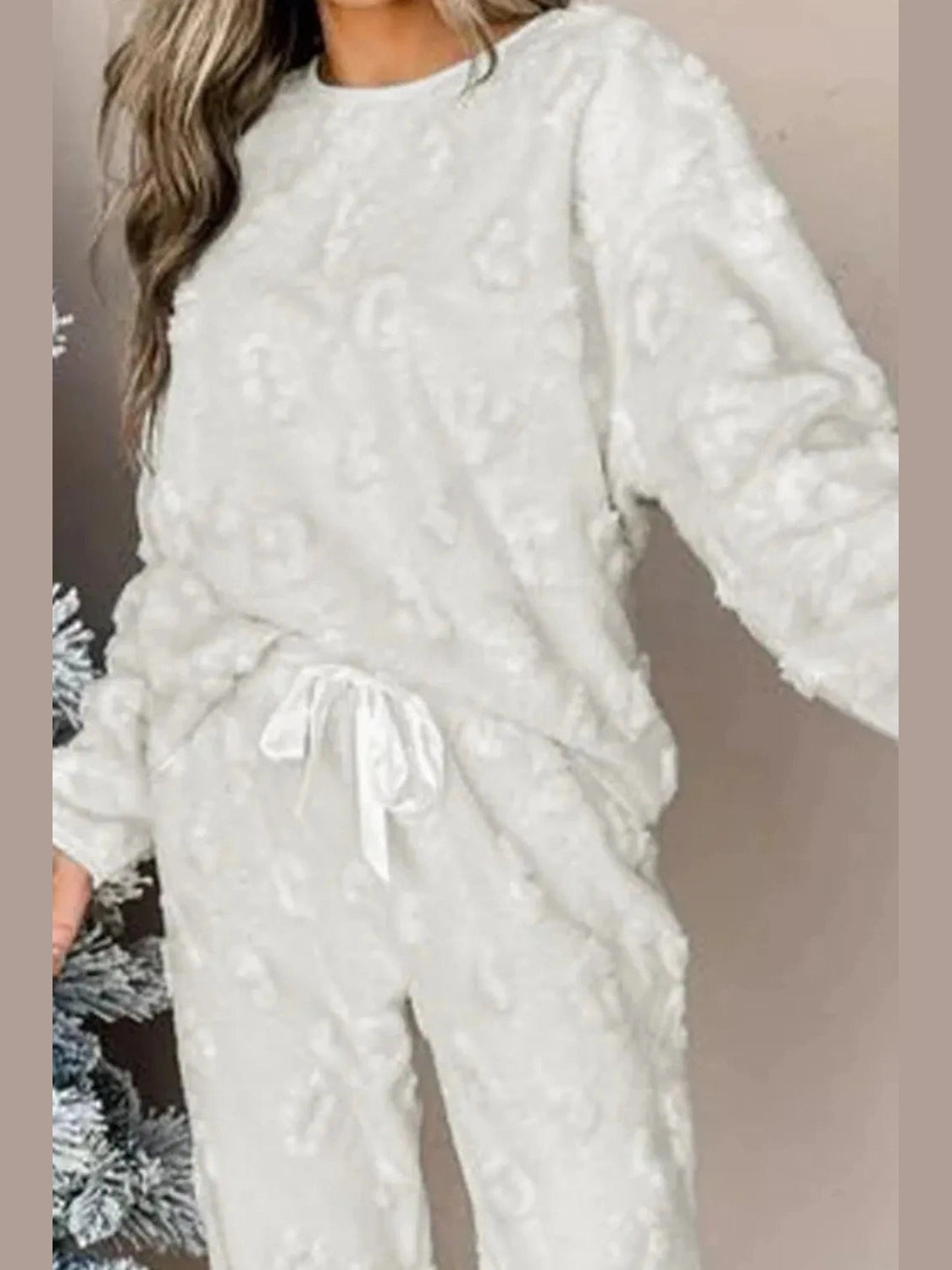 Round Neck Long Sleeve Top and Pants Lounge Set nicholesgifts