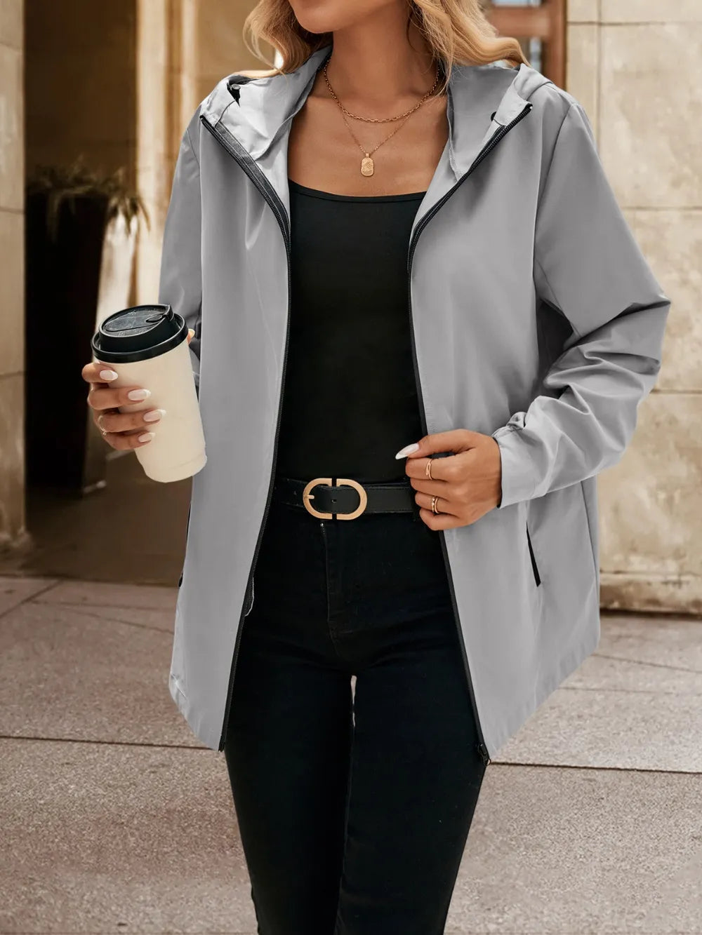 Ivy Lane Pocketed Zip Up Hooded Jacket nicholesgifts