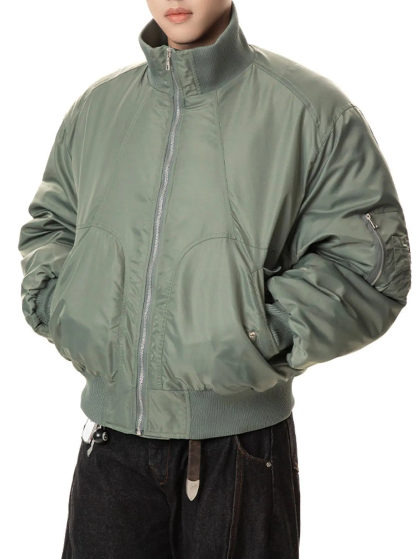 Men's Zip Up Long Sleeve Bomber Jacket NicholesGifts