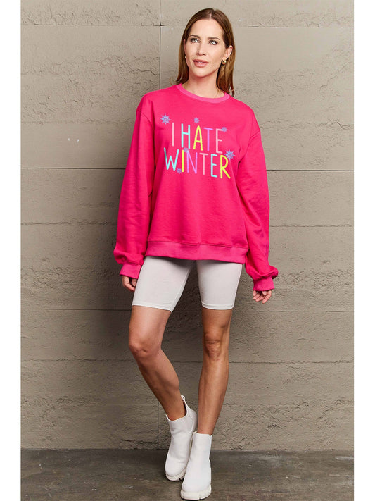 Simply Love Full Size I HATE WINTER Dropped Shoulder Sweatshirt NicholesGifts