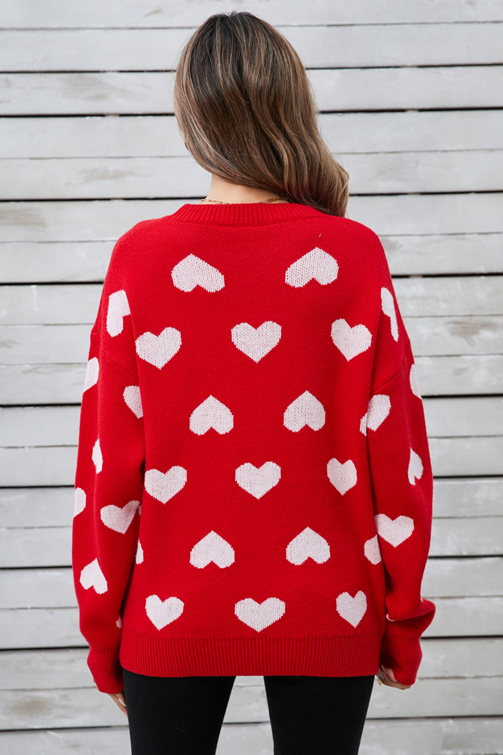 NicholesGifts Women Angel Wings Heart Round Neck Long Sleeve Sweater NicholesGifts
