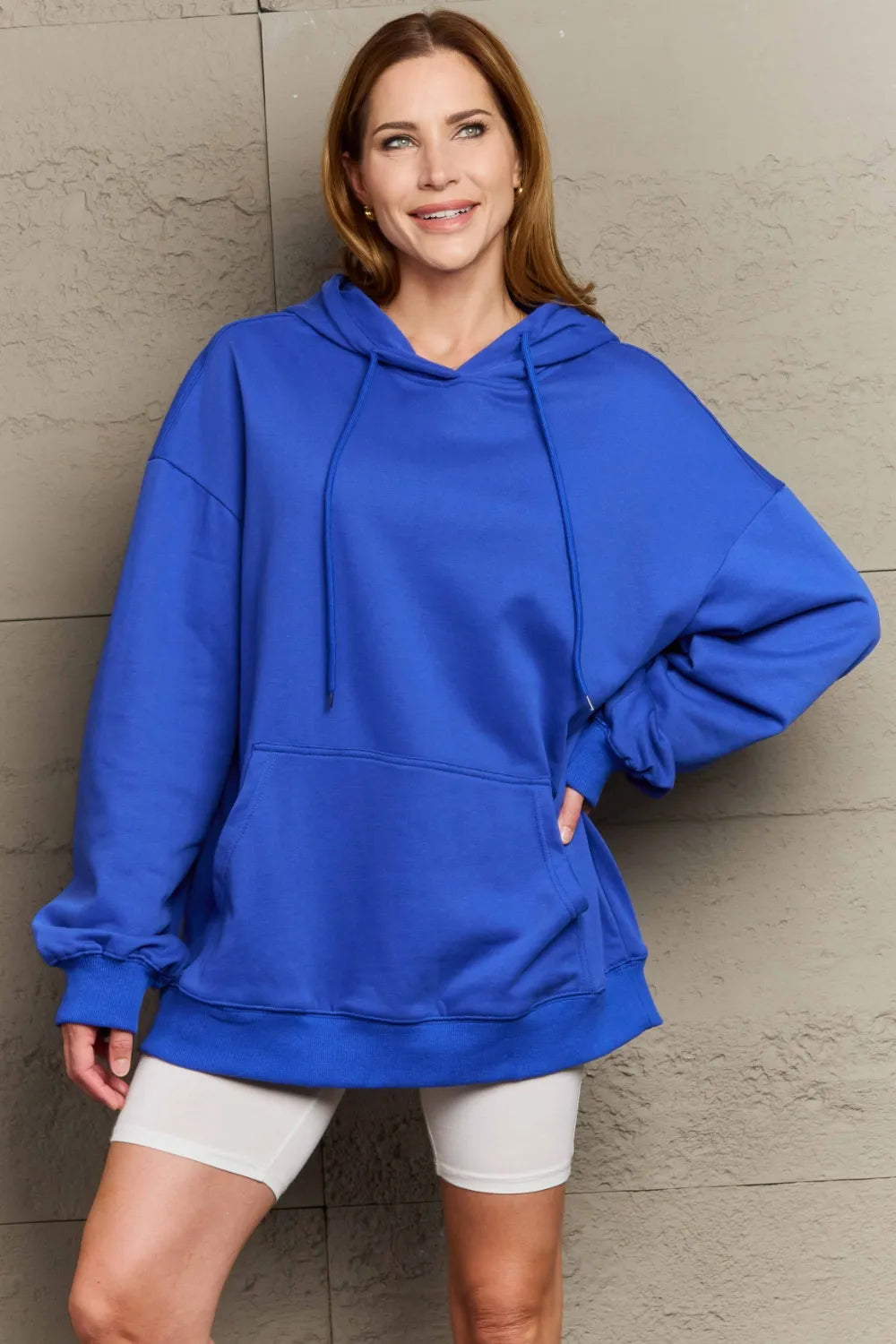 Full Size Drawstring Long Sleeve Hoodie Trendsi