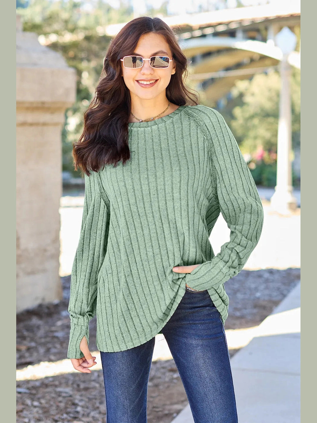 Basic Bae Full Size Ribbed Round Neck Long Sleeve Knit Top nicholesgifts