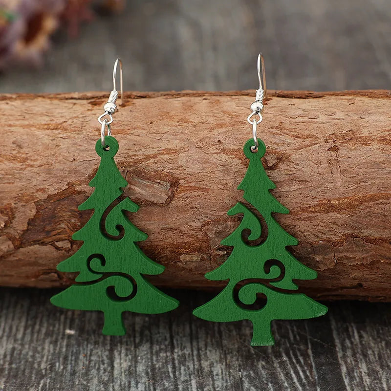 Christmas Tree Wooden Earrings Trendsi