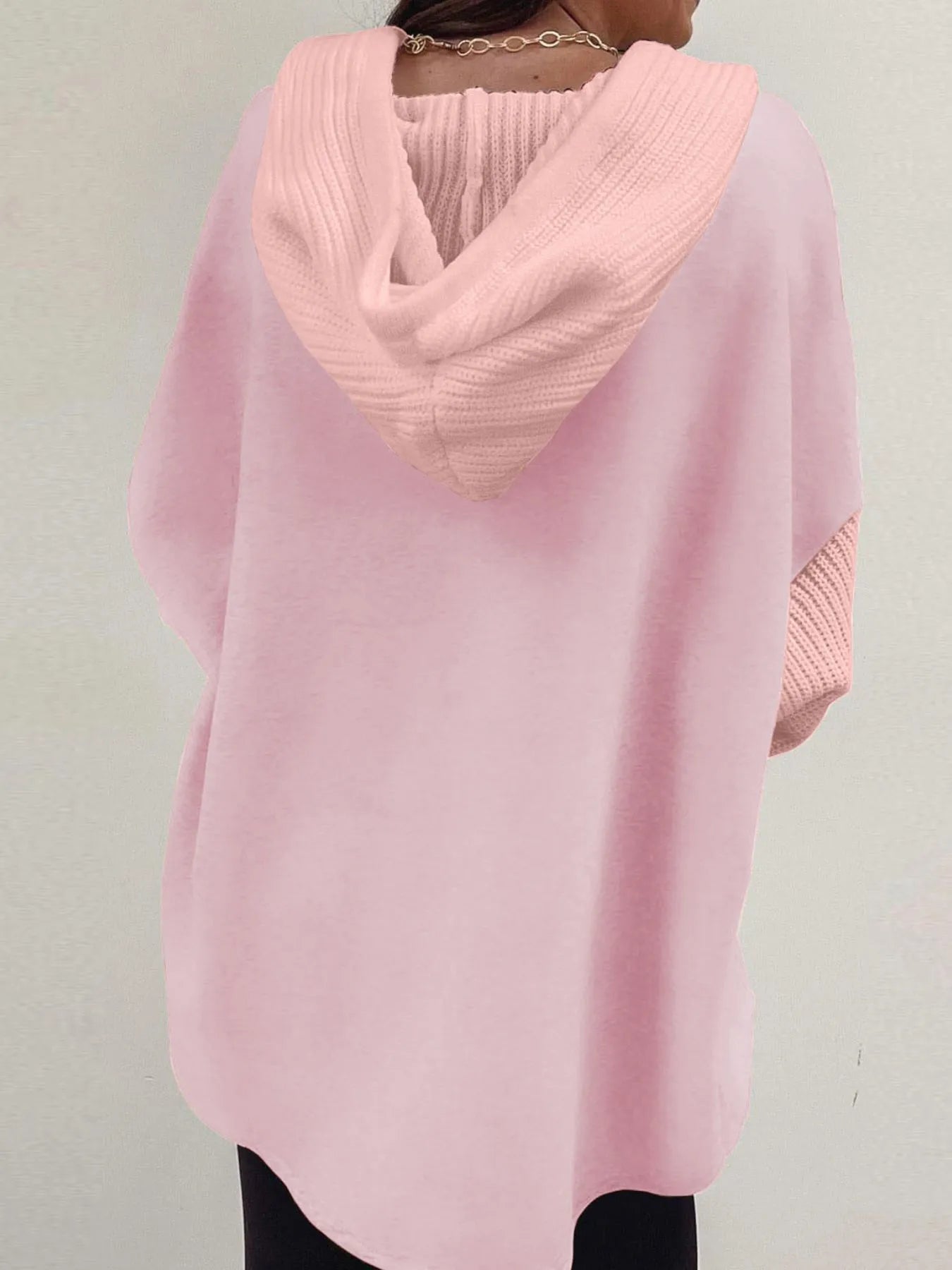 Drawstring Button Front Hoodie Trendsi