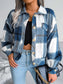 Plaid Collared Neck Long Sleeve Jacket nicholesgifts
