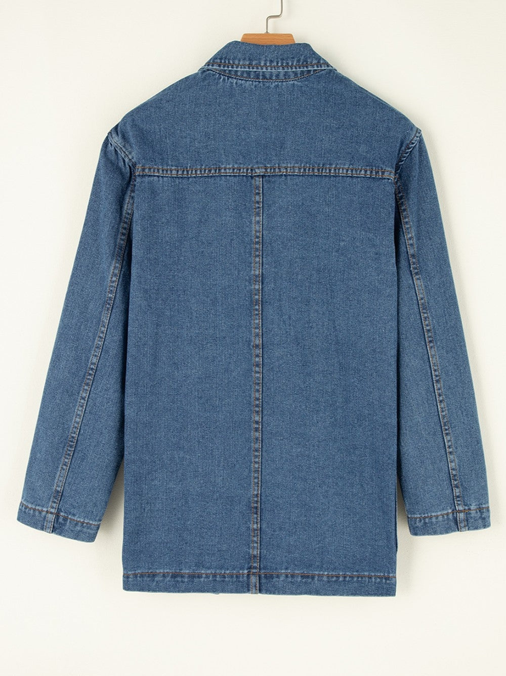 Pocketed Long Sleeve Denim Jacket NicholesGifts