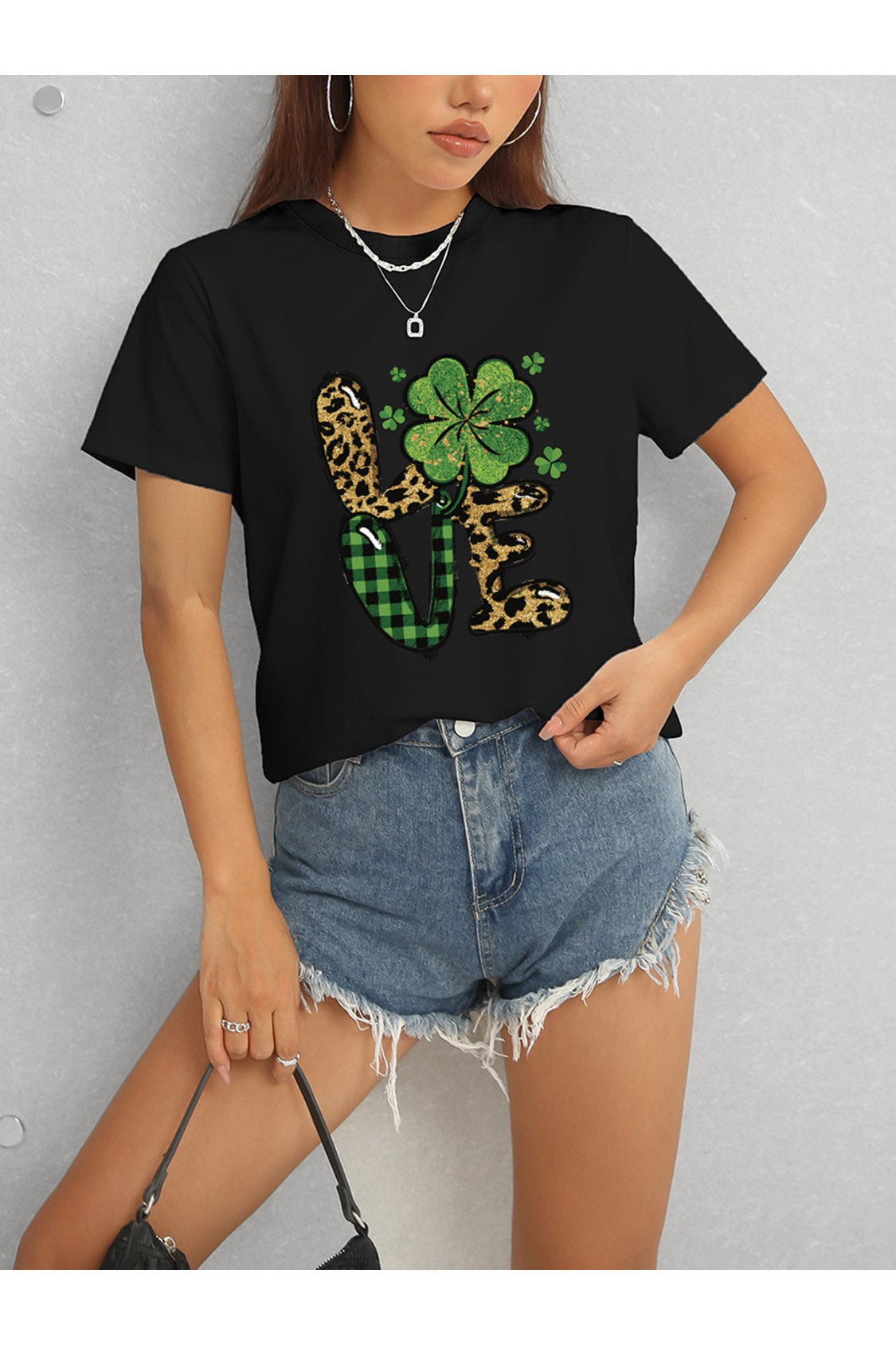 Women LOVE Round Neck Short Sleeve T-Shirt NicholesGifts