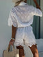 Eyelet Lace Button-Up Romper nicholesgifts